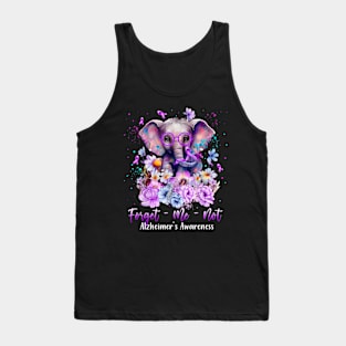 Elephant Flower Forget Me Not Alzheimer's Awareness Month Tank Top